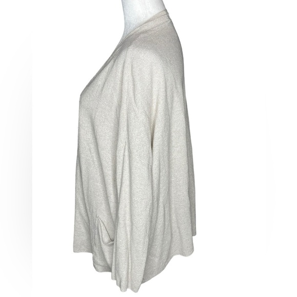Eileen Fisher Organ Linen & Cotton Blend Front Pockets Open Knit Cardigan Large - Picture 4 of 7